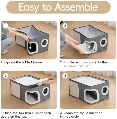 Extra-Wide Cat House for Indoor Cats, Large Cat Bed - Image 7