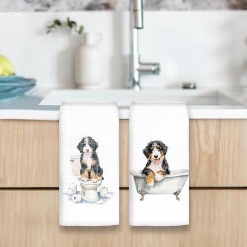 Funny Bernedoodle Dog Hand Towels Set of 2, Gifts - Image 6