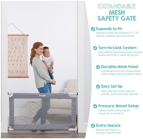 Regalo Safety 27.5"-50" Extra Wide Mesh Baby Gate, Doorways & Dooways - Image 4