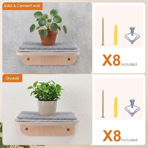 Wenqik 4 Pcs Cat Steps for Wall, Wooden Cat Climbing Shelf 10 x 10 x 4 Inch - Image 6