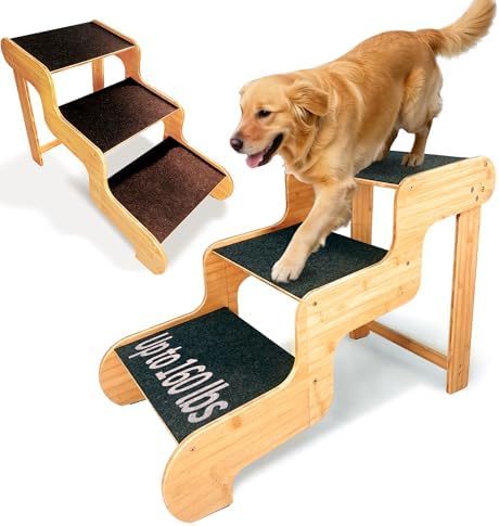 Extra Wide Dog Stairs for Large Dogs, Supports Up to 160 LB by GXONEHomeKitchen