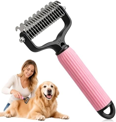 Pet Grooming Brush, Double-Sided Deshedding Dematting Tool by Unknown