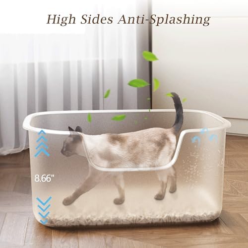 Large Cat Litter Box with High Sides, Side Entry Open Top Deep Tall Litter Pan - Image 3