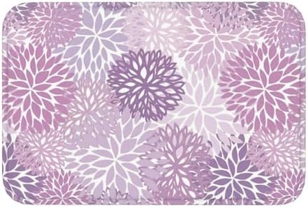 Purple Chrysanthemum Flowers Bath Mat 24x16 Inch Non-Slip Soft Microfiber by Unknown