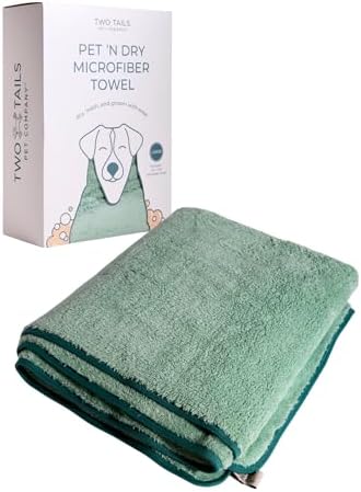 Two Tails Quick-Dry, Gromming Microfiber Dog Bath Towel by TwoTailsPetCompany