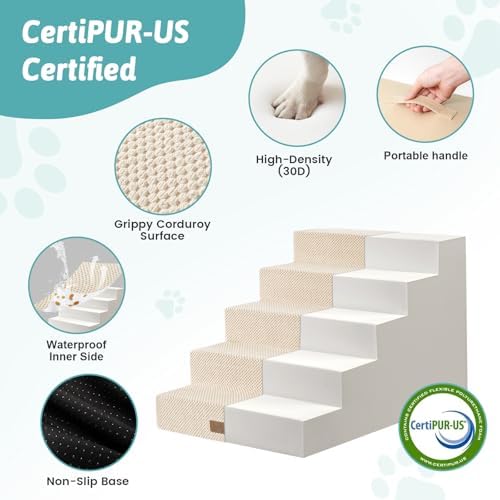 COZY KISS Dog Stairs for Small Dogs, 5 Step Pet Stairs for Beds & Couches - Image 5