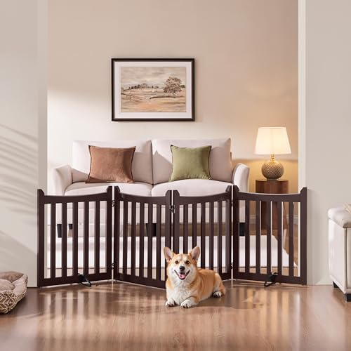 Yaheetech 24in 4-Panel Wooden Freestanding Pet Gate - Image 2