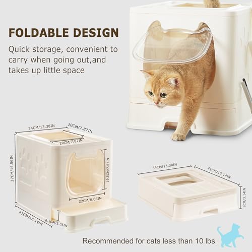 Cat Litter Box with Lid, Covered Top Entry Kitten Litter Pan - Image 2
