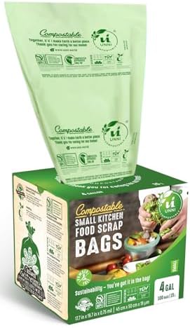 UNNI 4 Gallon Compostable Bags, 15 Liter, Extra Thick 0.75 Mil by UNNI