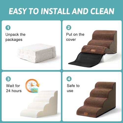 COZY KISS Wide Dog Stairs for Small Dog 15.7" H, 3 Step Pet Ramp for Couch - Image 5
