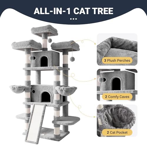 Allewie 82 Inches Large Cat Tree/House/XXL Tall Cat Towers - Image 6