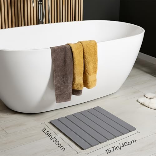 Meowoo Foldable Stone Bath Mat, 15.7" x 11.8" Diatomaceous Earth Mat - Image 2