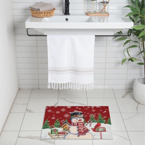 Giwawa Winter Snowman Bath Rug Red Bird Washable Bathroom Mat 16x24 Inch - Image 2