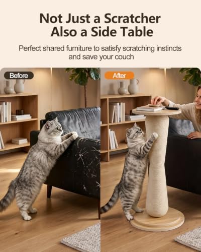 Odoland Cat Scratching Post for Indoor Cats, Large Sturdy Cat Scratcher - Image 2