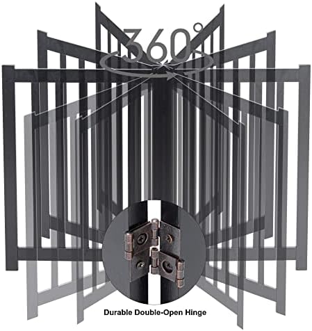 LZRS Wooden Free Standing Dog Gate 120" W x 24" H, Foldable Solid Hardwood Pet - Image 6