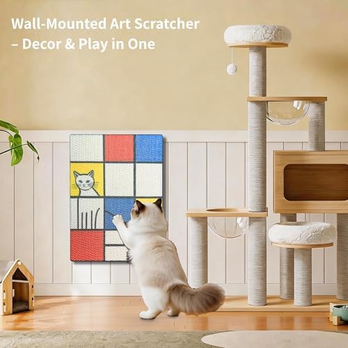 Art Cat Scratcher for Indoor Cats, Wall Mounted Cardboard Cat Scratcher - Image 2