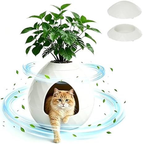 Egg-Shaped Hidden Plant Litter Box, Cat Litter Box Enclosure by WTFGO