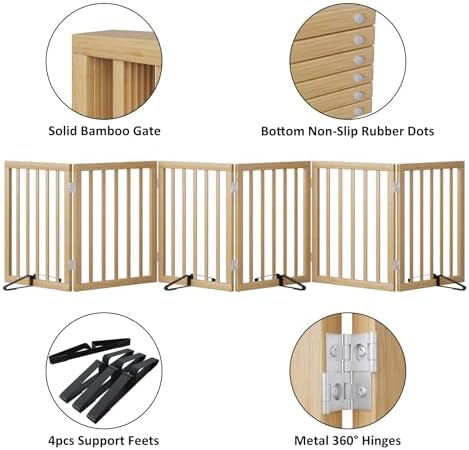 Extra Wide Dog Gates for Doorways, Bamboo Dog Gates for the House Stairs - Image 5