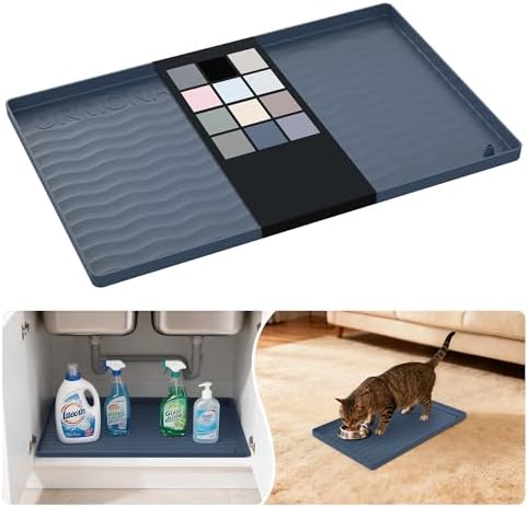 URMONA Waterproof Silicone Under Sink Mat, 16 x 10 in, Flexible Shelf Liner by URMONA