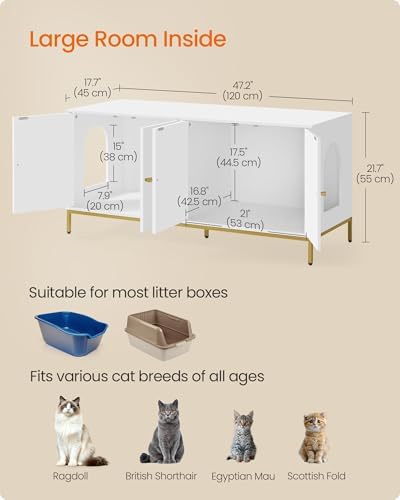 Feandrea Double Cat Litter Box Enclosure, Double Room, Modern Style - Image 5