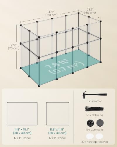 SONGMICS Clear Pet Playpen, Modular Plastic Enclosure - Image 6