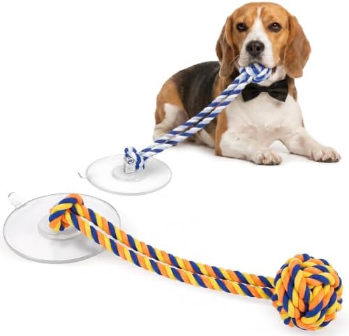 Dog Rope Toy with Suction Cup Interactive Tug of War Toy 2Pcs by PATTEPOINT