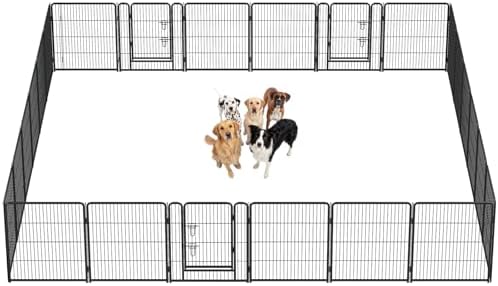 DUMOS Dog Playpen 32 Inch 24 Panels Indoor Outdoor Metal Pet Fence by DumosLifestyle