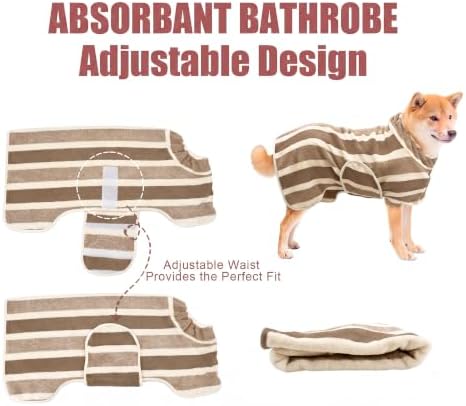 Fast‑Drying Dog Bathrobe, Absorbent Striped Pet Towel - Image 2