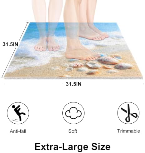 Square Shower Mat, Yonala 32 x 32 Inch Stylish Non Slip Shower Mats - Image 2