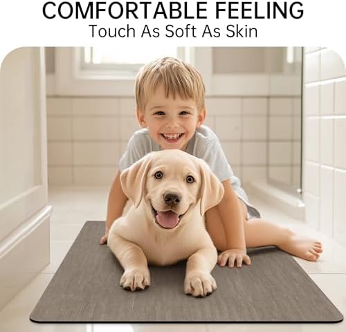 Mecko Bath Mat 16"x24", Ultra Thin Bathroom Rug fit Under Door Brown - Image 6
