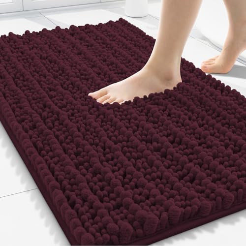 Smiry Bathroom Rugs 30X20, Extra Soft Rubber Backing Chenille Bath Mats by Smiry