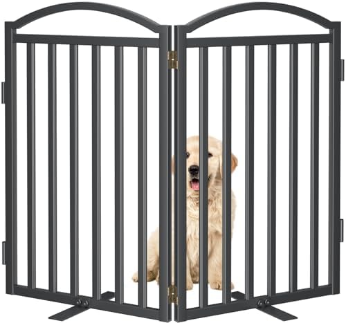 Malier Metal Freestanding Dog Gates, Outdoor Indoor Dog Fences, Extra Wide by Malier