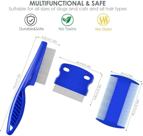 6 Pack Dog Grooming Comb, Pet Flea Lice Stainless Steel Cat Combs - Image 2