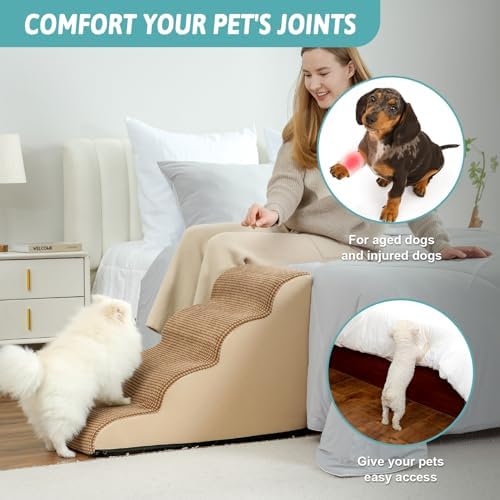 COZY KISS Dog Stairs for Small Dog 19.7" H, 4 Step Pet Ramp for Bed - Image 4