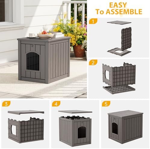 Cat Litter Box Enclosure, Outdoor Cat House Weatherproof, Openable Front Door & - Image 6