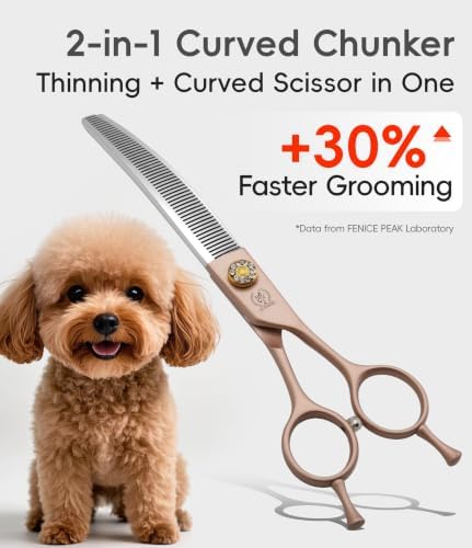 Professional Curved Thinner Dog Grooming Scissors 7.0'' Rose Gold Thinning - Image 2