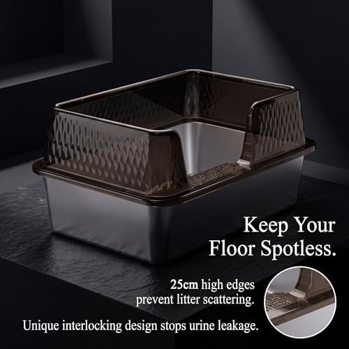 Suhaco Large Stainless Steel Litter Box Side Entry High Sides Deep Metal Cat - Image 3