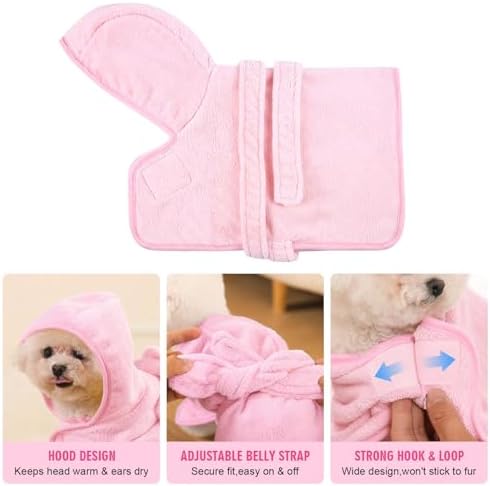 Dog Bathrobe Towel with Hood Super Absorbent Pet Bath Robe - Image 2