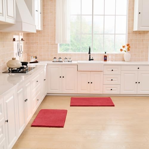 CozeCube Christmas Red 36"x24" Shaggy Non Slip Soft Washable Bath Mat - Image 5