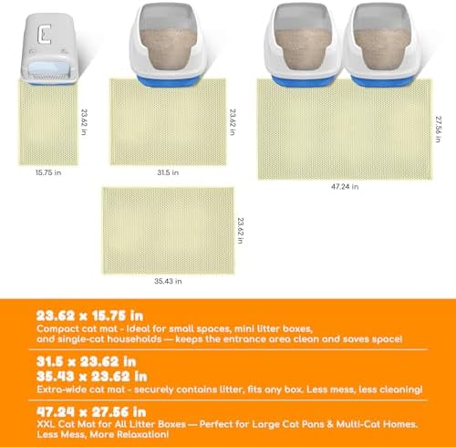 Cat Litter Mat 31"x24", Double Layer EVA Litterbox Mat Cream - Image 2