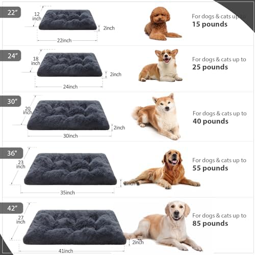 Large Dog Bed Crate Pad 36", Washable Plush Pet Mat Sleeping Dark Grey - Image 6