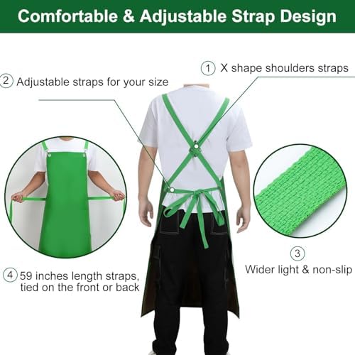 SHEOMERN Waterproof Rubber Apron, Lab Work, Dog Grooming Green - Image 5