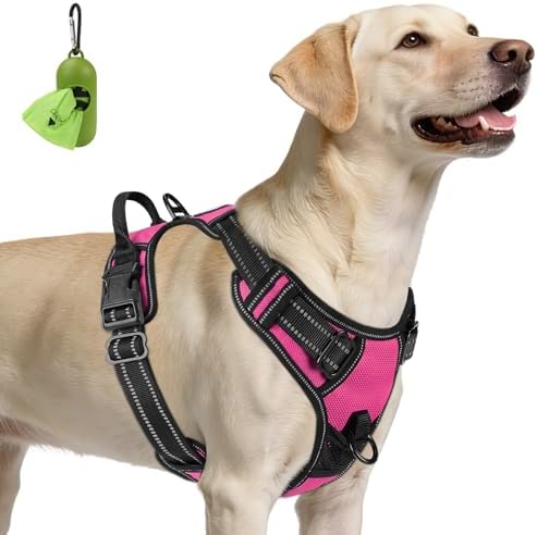 Joytale No Pull Dog Harness for Large Dogs, Front Clip, Hot Pink by Joytale