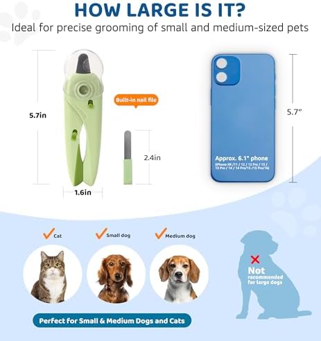 Pet Nail Clipper with Light for Cats & Small Dogs Puppies, Ultra Bright LED to - Image 6