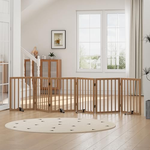 Dog Gates for Doorways, Freestanding Dog Gate Indoor, Foldable Pet Gates for by Algherohein