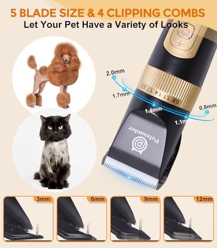 Petsaunter Dog Hair Clippers, 4-Speed Low Noise Rechargeable TypeC Electric Pet - Image 4