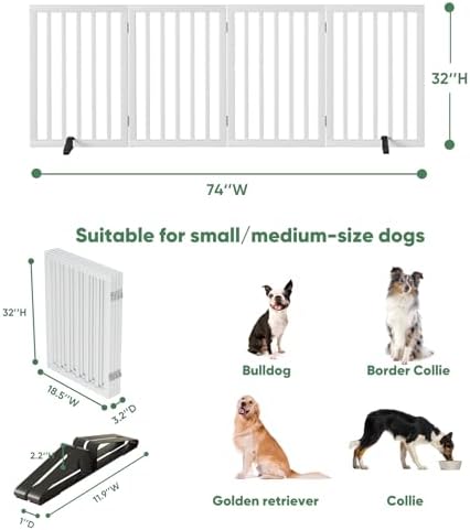 Dog Gates for Doorways, Tall Dog Gate Indoor, Foldable Pet Gates for Doorways - Image 2