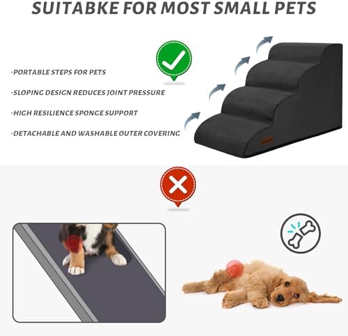 Aodisman Dog Steps for Bed or Couch, 4-Step Pet Stairs Ramp for Small Dogs - Image 6