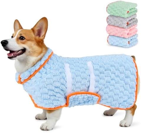 Glittme Dog Bathrobe, Super Absorbent Fleece Drying Robe by Glittme