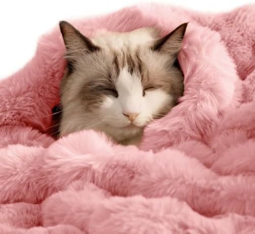 SOMAHE Soft Faux Fur Pet Blanket, Medium 28x22 Soft Pink by COZYHOMECHICSTYLE